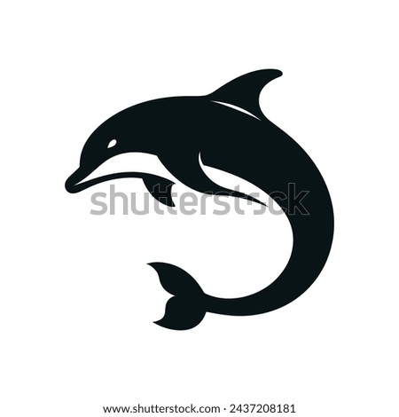 Dive into Delight Cartoon Silhouette of Dolphin Logo Icon in Vector