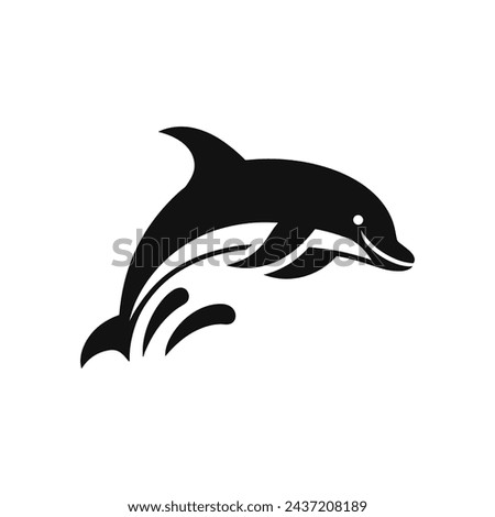 Oceanic Charm Cartoon Silhouette of Dolphin Logo Vector Illustration