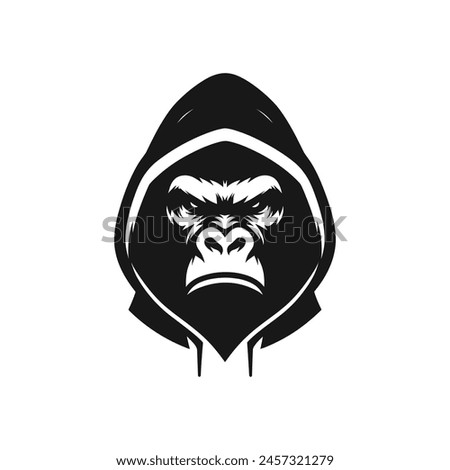 Silhouette of Angry Gorilla wearing a hoodie logo icon symbol vector illustration