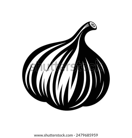 Elegant Garlic Icon - Intricate Black and White Vector for Cooking, Nature, and Art Projects