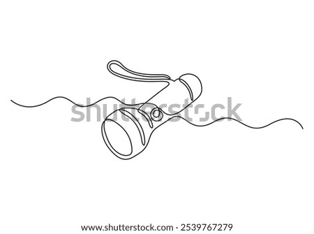 One continuous line drawing of flashlight poster vector illustration