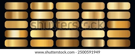 Golden gradients set. Metallic gold gradients. Elegant gold gradients collection.