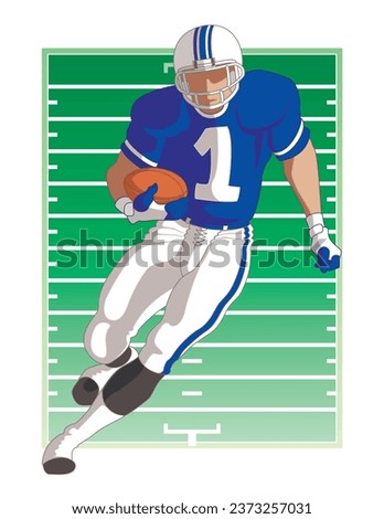 football player running with football including field in background
