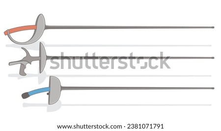 fencing swords, the saber, foil and epee, isolated on a white background