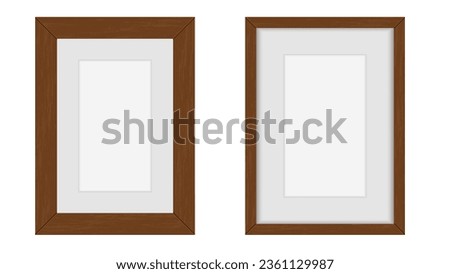 Brown wood frame or vertical blackboard on white background. Vector illustration