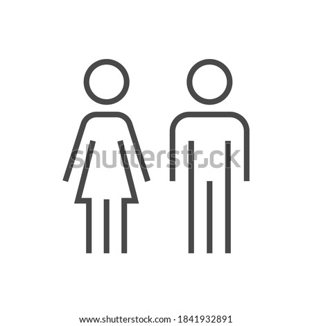 Couple signage icon. Man and woman line sign, outline washroom or toilet contour pictogram, male and female wc restroom vector symbol