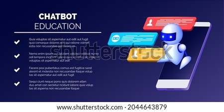 Android training. Intelligent chatbot technological advice isometric vector illustration, artificial inteligence seminar mobile phone app, smartphone robot study concept, ai teacher