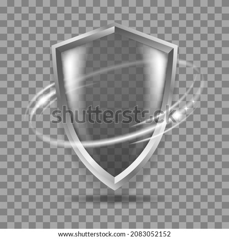 Virus 3d shield. True transparent light protective armor shields, glowing protect guard shapes, secure technology realistic glow effects strong safe guarding icons clear vector image