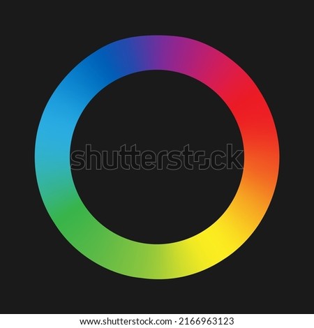 Rgb round system. Light color blur spectrum, gradient calibration radial pattern, colour wheel effect, abstract colored ring vector illustration