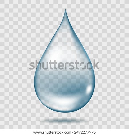 Water drop isolated. Aqua dew drip realistic on transparent background vector illustration