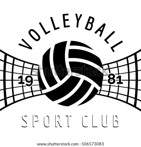 Black And White Volleyball Emblem Isolated On White. Vector ...