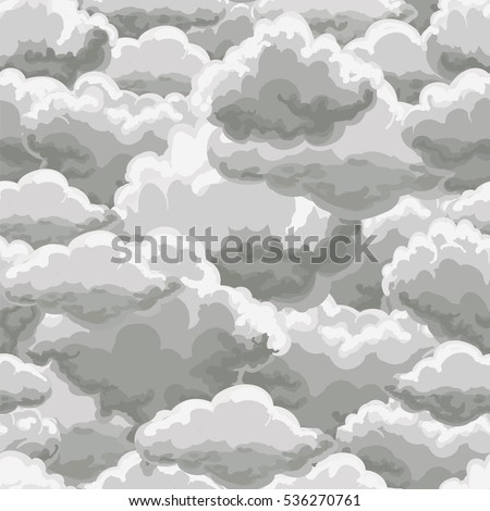 Thunder sky seamless pattern. Rain clouds background vector illustration