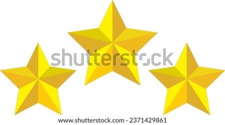 3D three yellow star vector shape