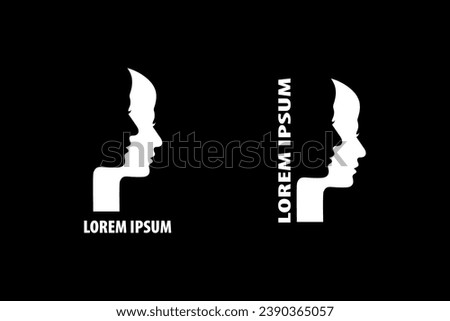 Face side view vector, illustration, logo design on black background