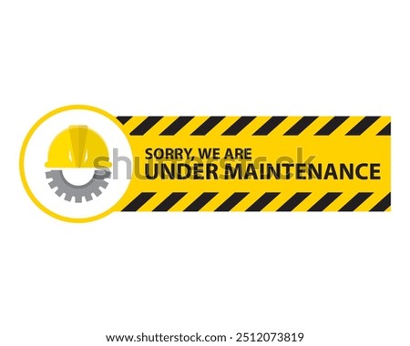 Under maintenance icon, yellow and black stripes vector. Maintenance, icon, vector, under, yellow, black, construction, work, repair, sign. Can use for infographic, banner, poster, web design. 