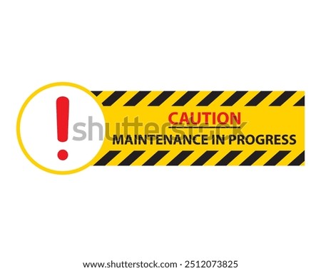 Caution under maintenance stripes vector. Caution, maintenance, construction, warning, safety, danger, barrier. Can use for infographic, banner, poster, web design. Isolated on white background. 