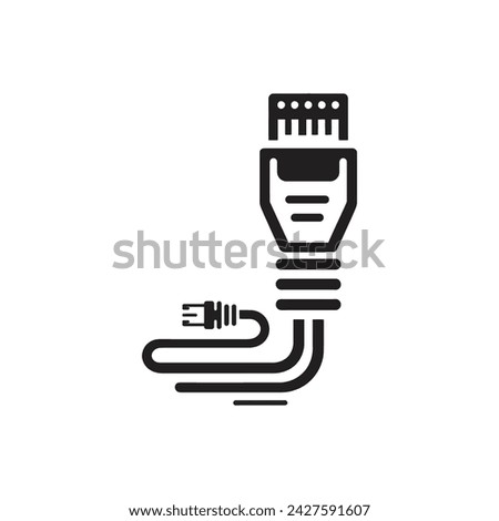 Cat 5 Ethernet connector icon, Ethernet connector with cable icon