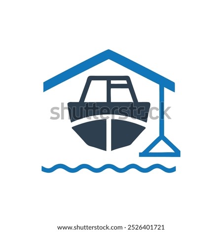 Boat In Drydock Icon, Boat Storage Icon