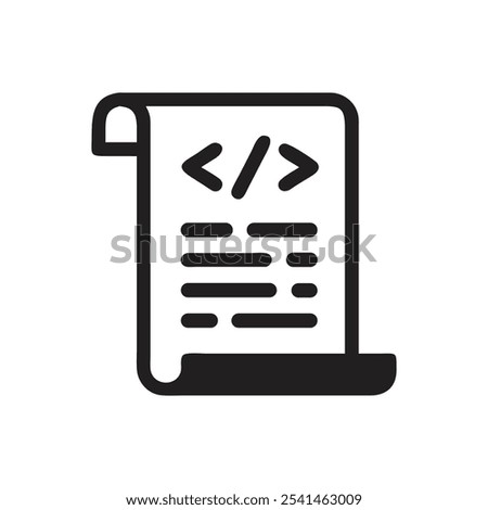 Paper script with Code Snippet Icon - on white background