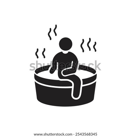 Person Sitting In Hot Tub Icon on white background