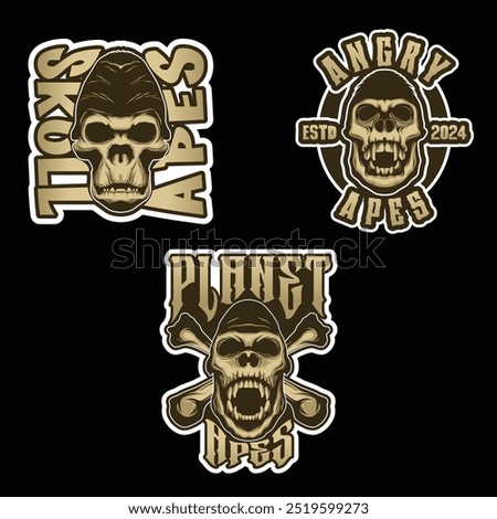 Apes planet themed sticker pack, elements