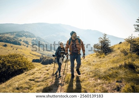 Similar – Image, Stock Photo Hiking trail in the Lüneburg Heath, Lower Saxony, Germany