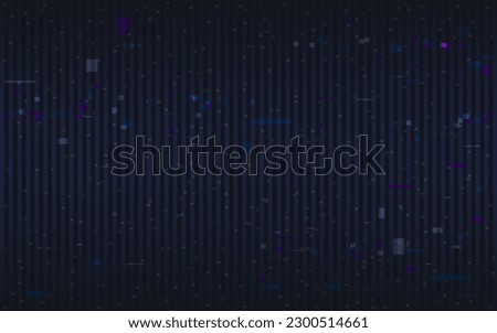 Glitch colored stripes. Vertical retro lines. Light gradient shapes. Vintage screen template with random bugs. No signal effect. Broken overlay video. Vector illustration.