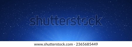 Stars sky. Wide cosmic texture with rays. Illuminated milky way. Blue starry sky for poster, brochure, website. Deep universe with lights. Night wallpaper. Vector illustration.