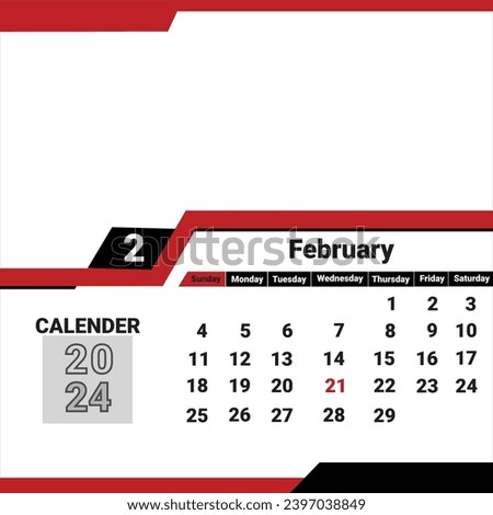 This calendar February 2024 - vector illustration. Week starts on Thursday