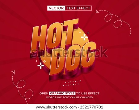 hot dog editable text, font effect, 3d text for title