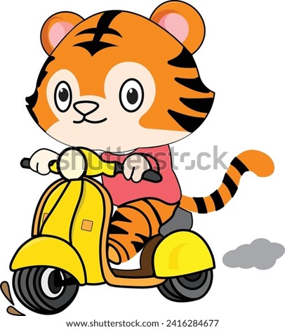 A cute tiger ride a bike.