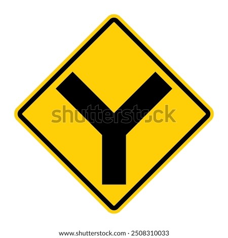 Y Intersection road sign. Vector