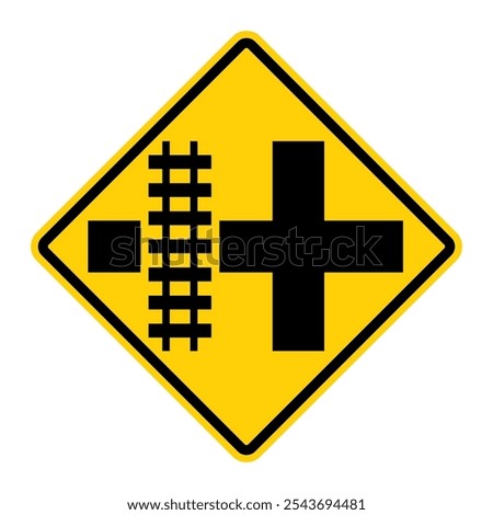 Highway Rail Transit Grade Crossing warning road sign. Vector