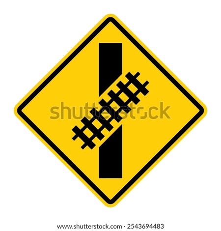 Highway Light Rail Transit Grade Crossing warning road sign. Vector