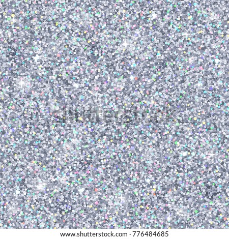 Silver glitter seamless pattern with colored highlights . Vector