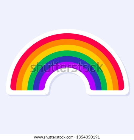 Rainbow Icon. LGBTQ+ related symbol in rainbow colors. Gay Pride. Raibow Community Pride Month. Love, Freedom, Support, Peace Symbol. Flat Vector Design Isolated on White Background