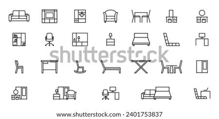 furniture icons collection.vector, icon template, resizable