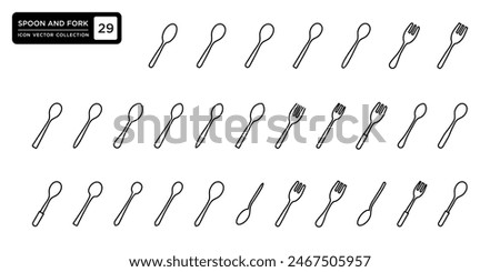 Collection of spoon and fork icons, vector icon templates editable and resizable.