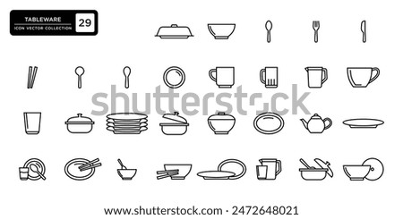 Tableware icon collection, vector icon templates editable and resizable.