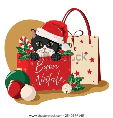 Similar – Image, Stock Photo cat inside a christmas gift box with lights