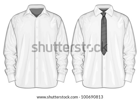 Vector Illustration Of Dress Shirt (Button-Down) With Neckties. Front ...