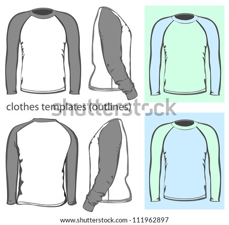 Mens raglan t-shirt in front and back views Vector Image