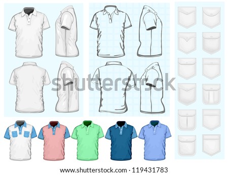 Vector. Men'S Polo-Shirt Design Template (Front, Back And Side View ...