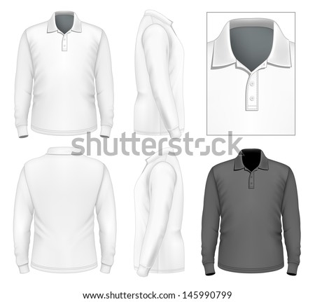 Photo-Realistic Vector Illustration. Men'S Long Sleeve Polo-Shirt ...