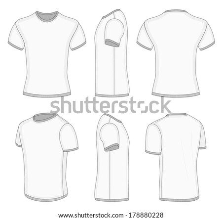 All Six Views Men'S White Short Sleeve T-Shirt Design Templates (Front ...