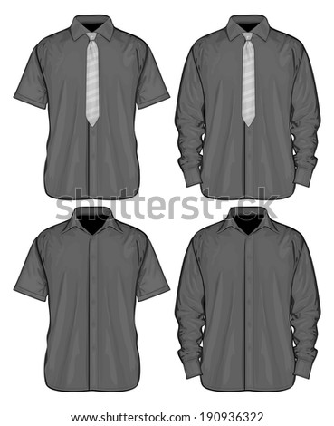 Vector Illustration Of Dress Shirts (Button-Down) With And Without ...