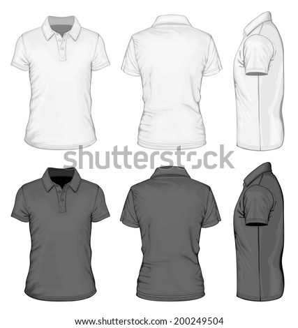 Men'S White And Black Short Sleeve Polo-Shirt Design Templates (Front ...