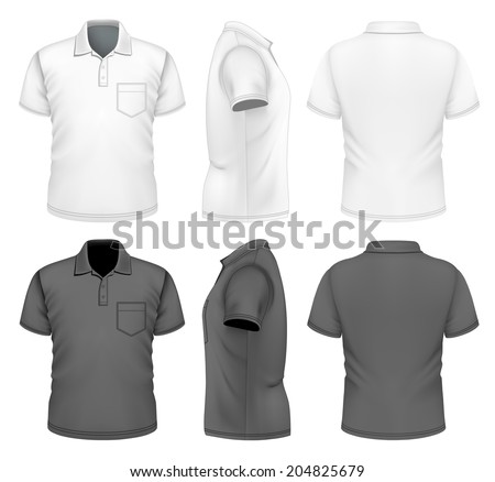 Men'S Polo-Shirt Design Template (Front, Back And Side Views). Black ...
