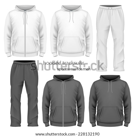 Men'S Hooded Tracksuits. Black And White Variants. Vector Illustration ...