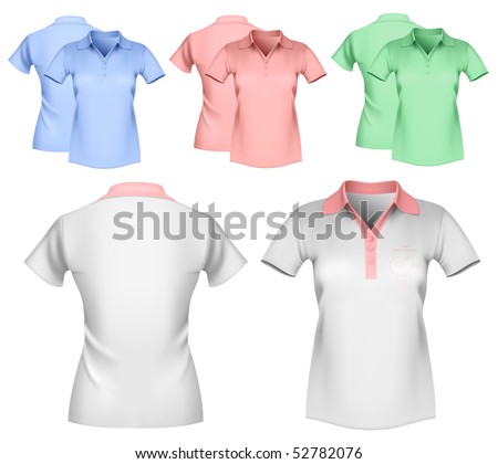 Vector Illustration. Woman Color And White Polo Shirt Design Template ...